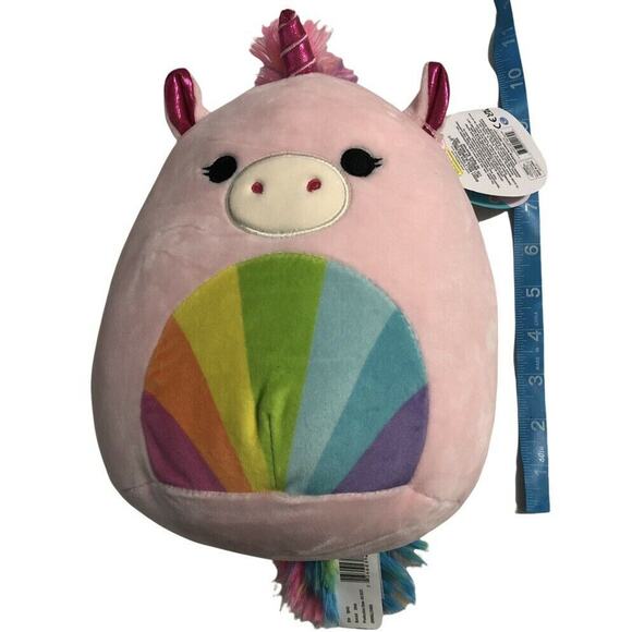 Squishmallows Kellytoy 2021 Stuffed Plush 8 Inch Amor the Pink Rainbow Unicorn - Picture 3 of 5